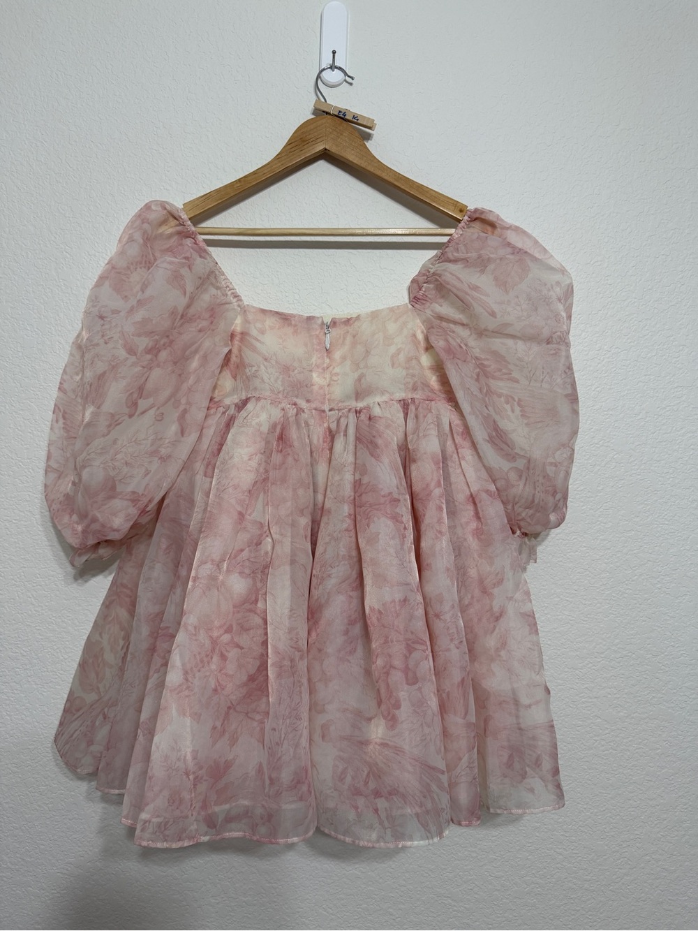 Selkie Pink Floral Sheer Puff Sleeves Mini Dress size XS - Picture 7 of 14